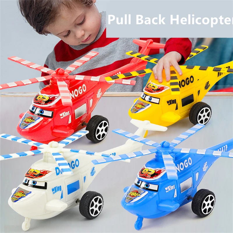 4PCS/Set Helicopter Toys Pull Back Children Plane Dolls Kids Plastic Random Aircraft Model Educational Airliner Toy Puzzle Gifts