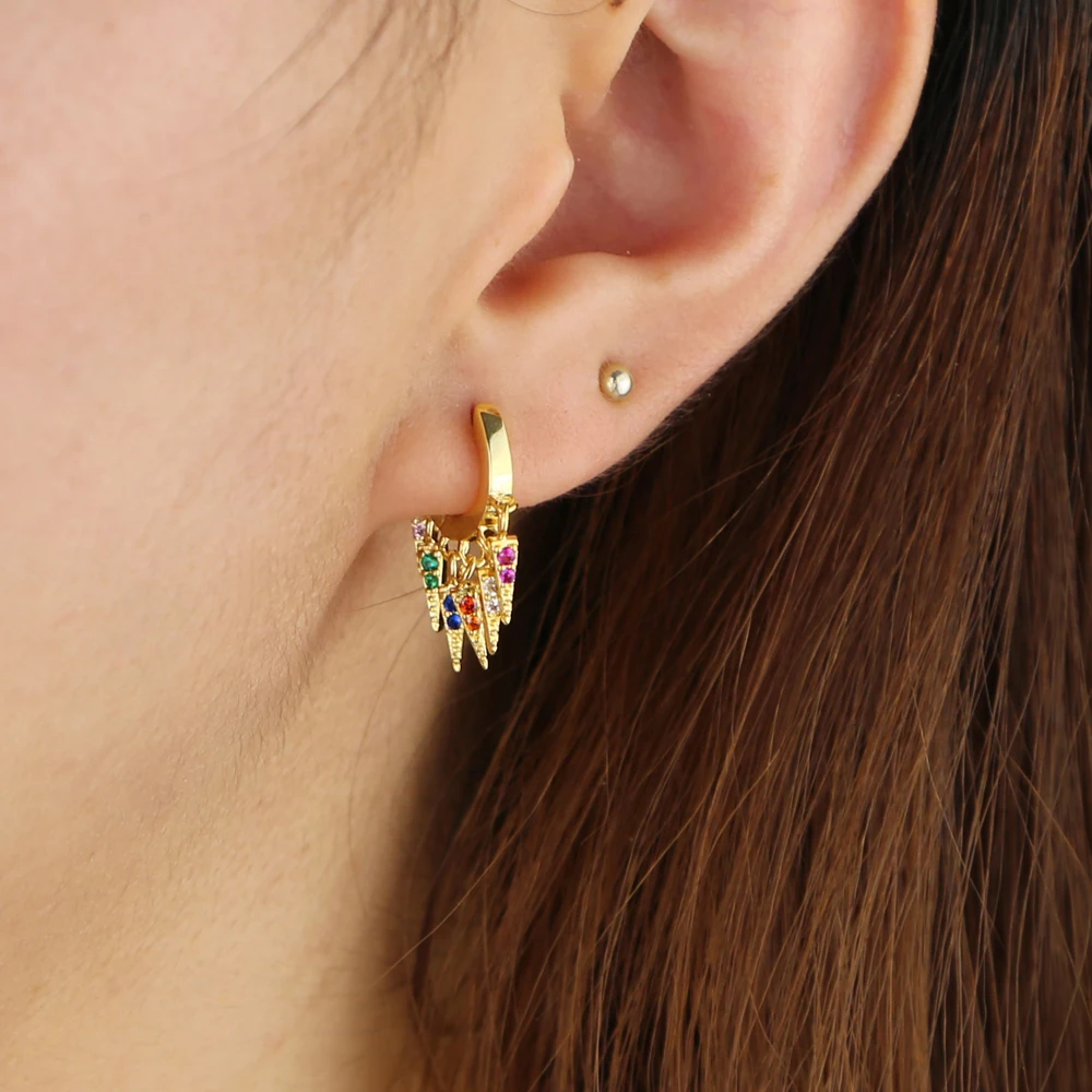 Красочные cz подвески с острыми выступами мини круглые серьги кольца Модный