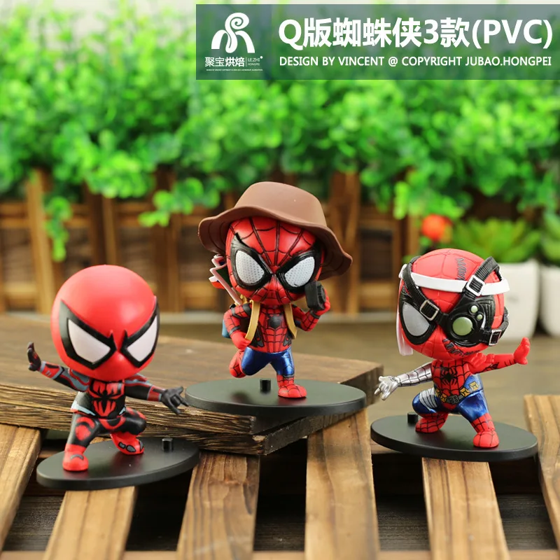 

Q Vertion 10cm 3pcs/set Marvel Avengers Infinity War Iron Spider Movable Figurine PVC Collectible Model Figure Toys Dolls