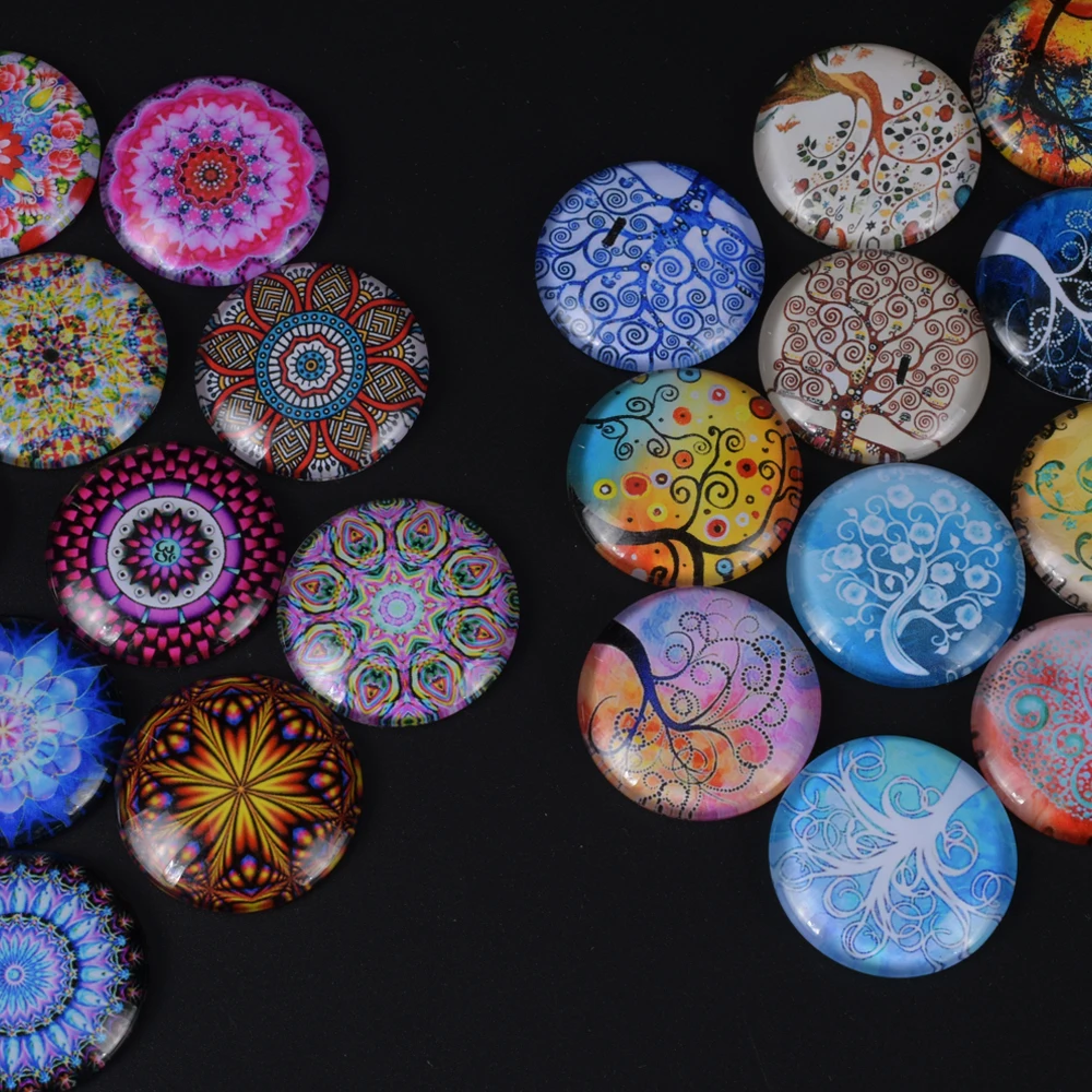

Glass Round Flat Back Flower Life Tree Bohemian Cabochons Demo Cameo For Jewelry Making Supplies DIY Charms Pendant Accessories