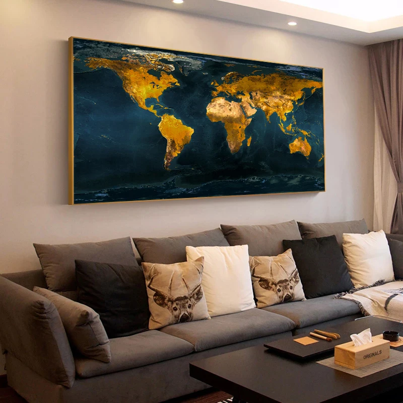 Картины с изображением золотой карты мира плакаты и принты настенные картины на