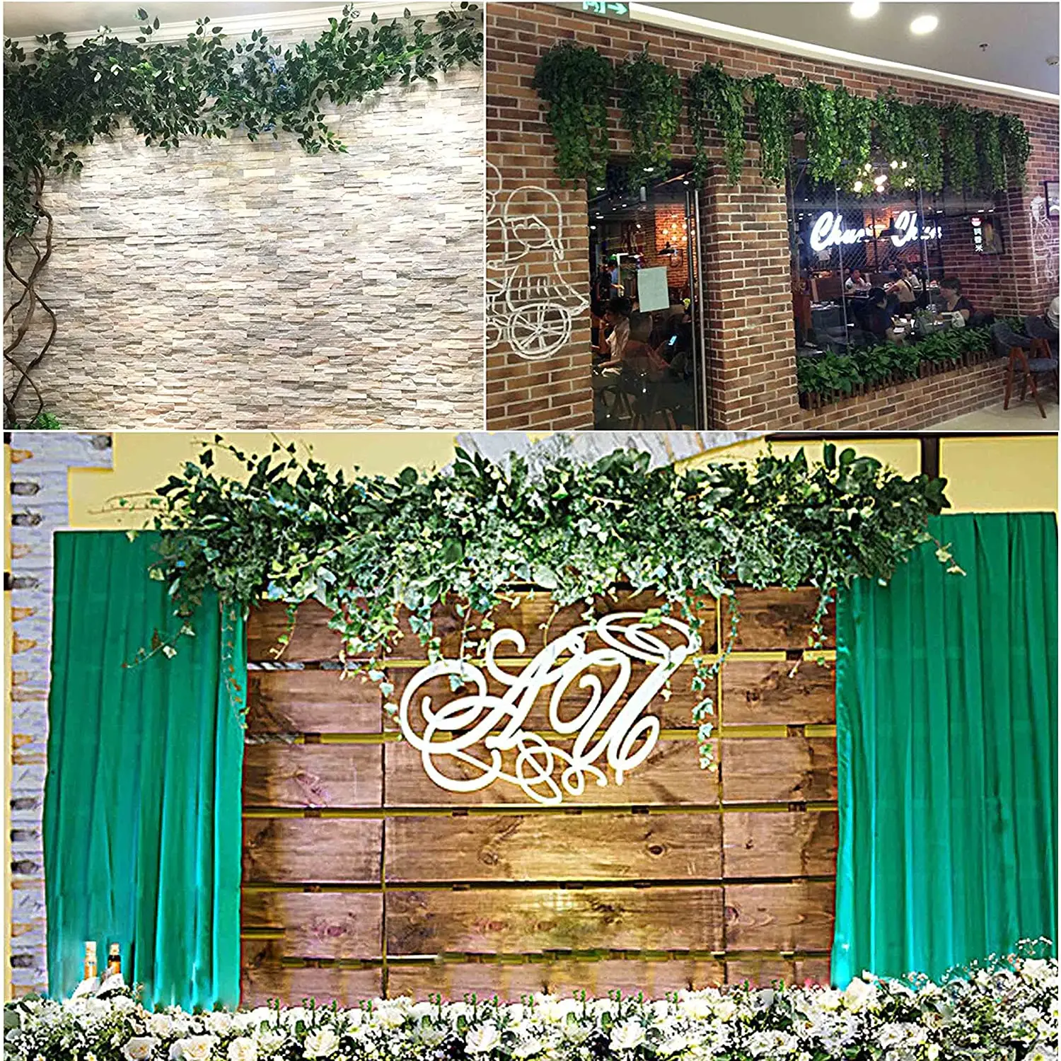 

5 Pcs Artificial Ivy Garland Foliage Green Leaves Fake Hanging Vine Plant for Wedding Party Garden Wall Decoration