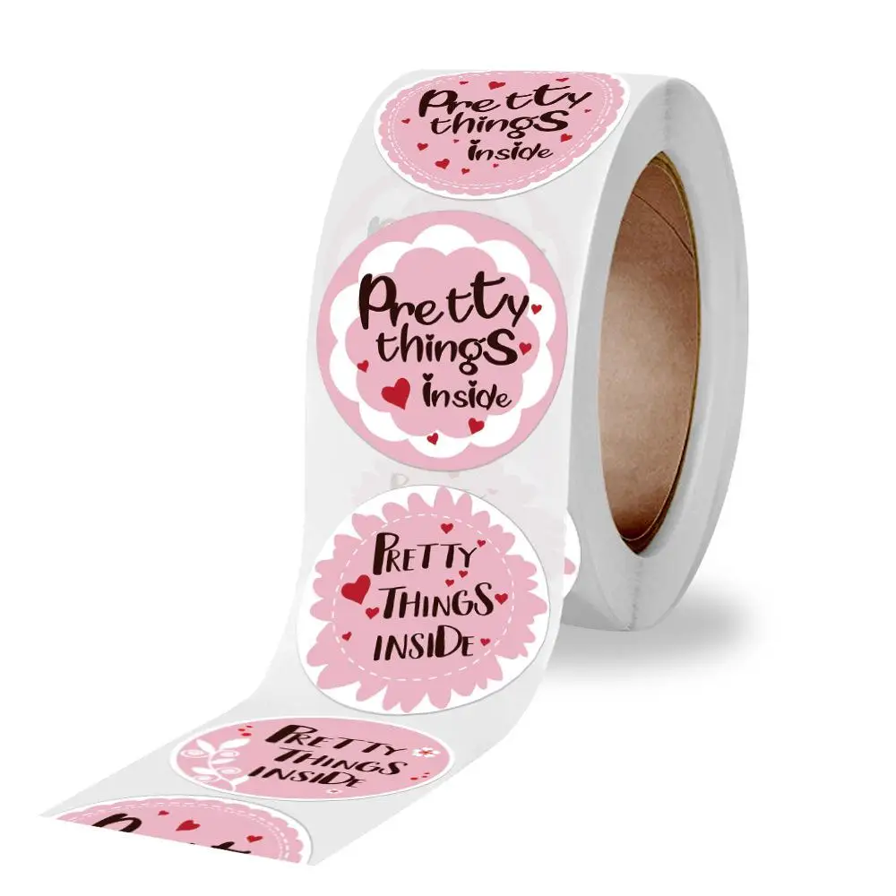 

500 Pcs Pretty Things Inside Stickers Pink Thank You Stickers Small Business for Shopping,Envelope Bag Gift Seals Party Supplies