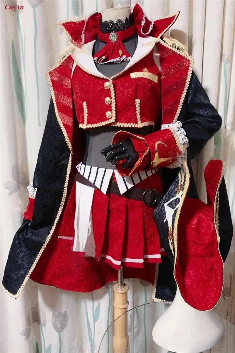

Хит продаж; Аниме «Виртуальный Ютубер Houshou морской карнавальный костюм «Капитан Америка» красный костюм активности вечерние Одежда для ролевых игр изготовленные по индивидуальному заказу