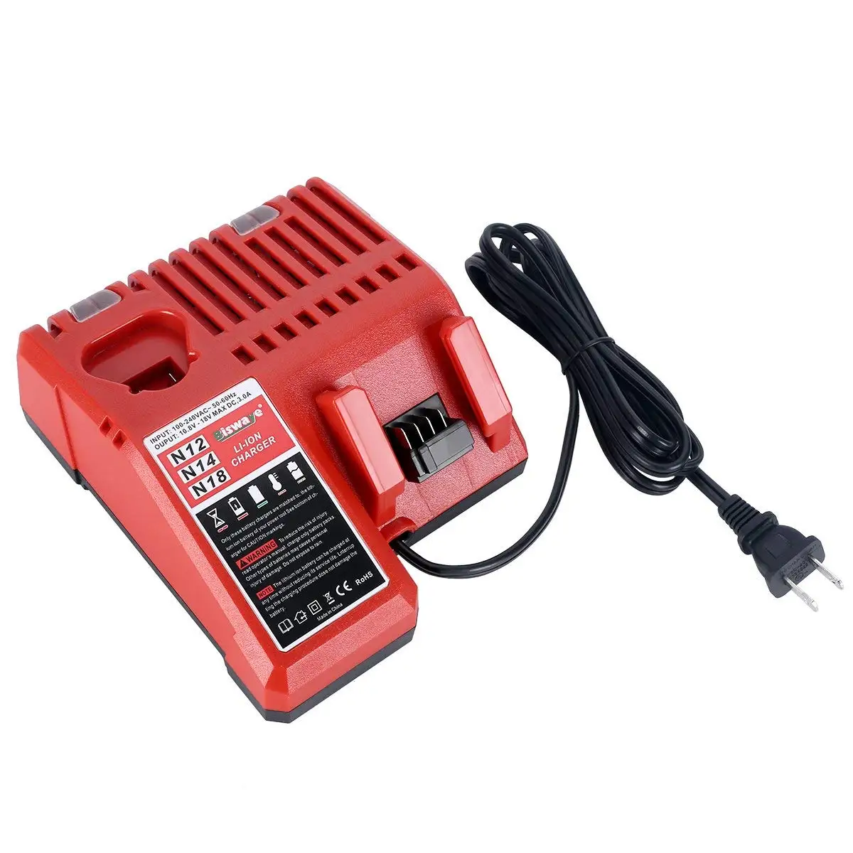

N12 N14 N18 Li-ion Battery Charger For Milwaukee 10.8V-18V 3.0A Series Lithium-ion Battery M12-18FC 48-11-2401,48-11-2420