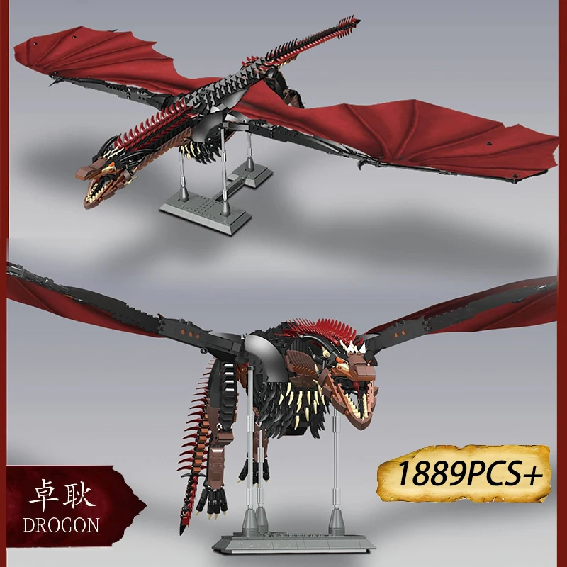 

CLIOBORN 1889PCS+ Thrones Dragon Viserion Mother Black Death Balerion Anime Action Figures Building Blocks Toys For kids Gifts