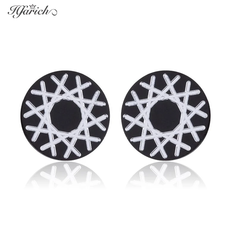 Hfarich ветряная мельница крест Черные серьги для мужчин из нержавеющей стали Луна и