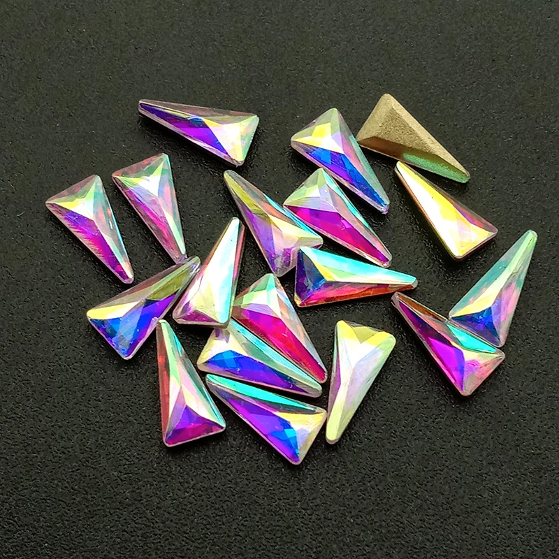 Треугольные 3D Стразы для ногтей 10 шт. блестки кристаллы Pixie AB стеклянные камни