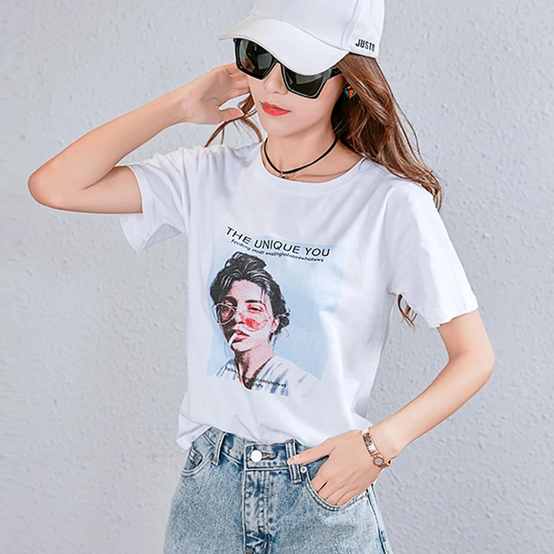 Летние Новые Модные Стиль принт Повседневное хлопок короткий рукав Для женщин