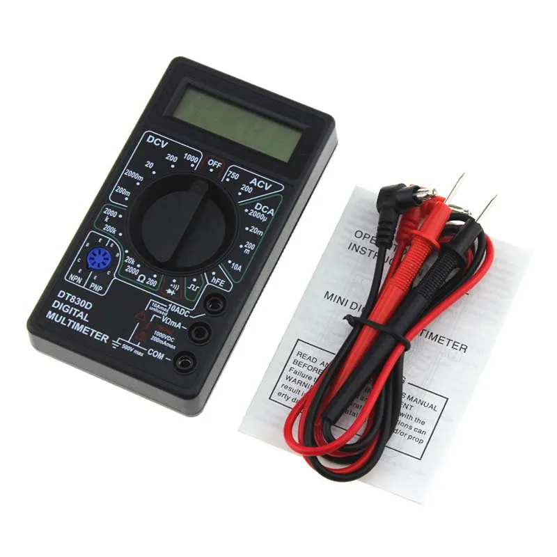 DT830D ЖК-цифровой мультиметр 1999 отсчетов AC/DC Вольтметр Амперметр Ом зуммер тестер метр 750/1000 в цифровой мультиметр инструмент HR - Цвет: Черный