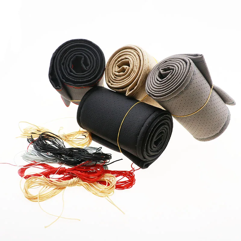 DIY Мягкий Нескользящий ручной швейный чехол рулевого колеса автомобиля для Land Rover