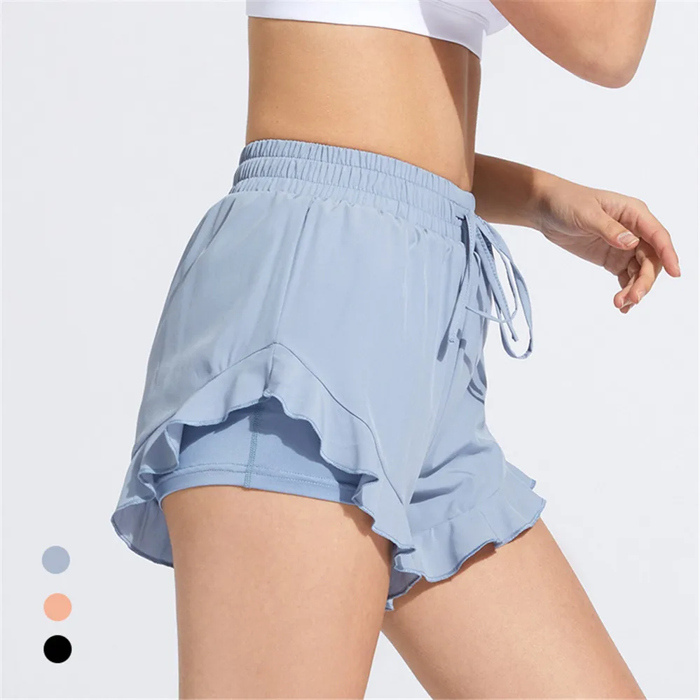 

Yoga Shorts Running Cycling Biker Shorts Women Girls Quick Dry 2 In 1 Marathon Gym Loose Workout Breathable Sport Shorts