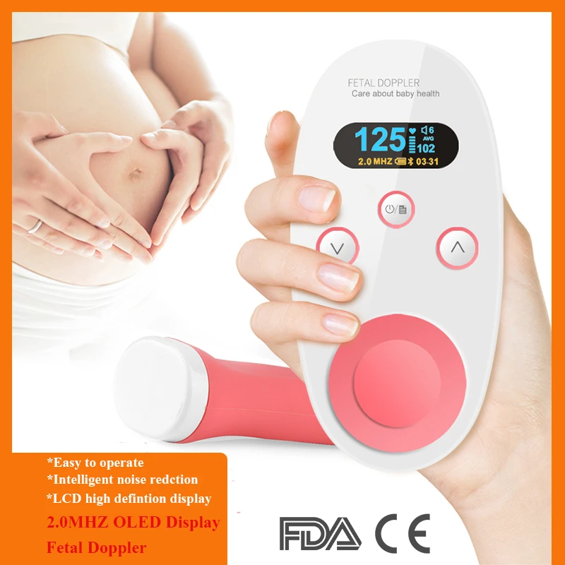 

Допплер плода монитор сердечного ритма 2,0 МГц OLED дисплей Портативный без излучения для беременных женщин уход за ребенком домашний фетальн...