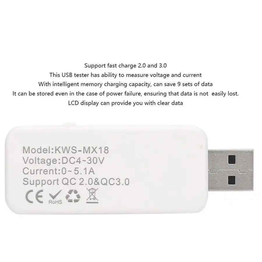 USB тестер цифровой вольтметр и амперметр с ЖК дисплеем функцией быстрой