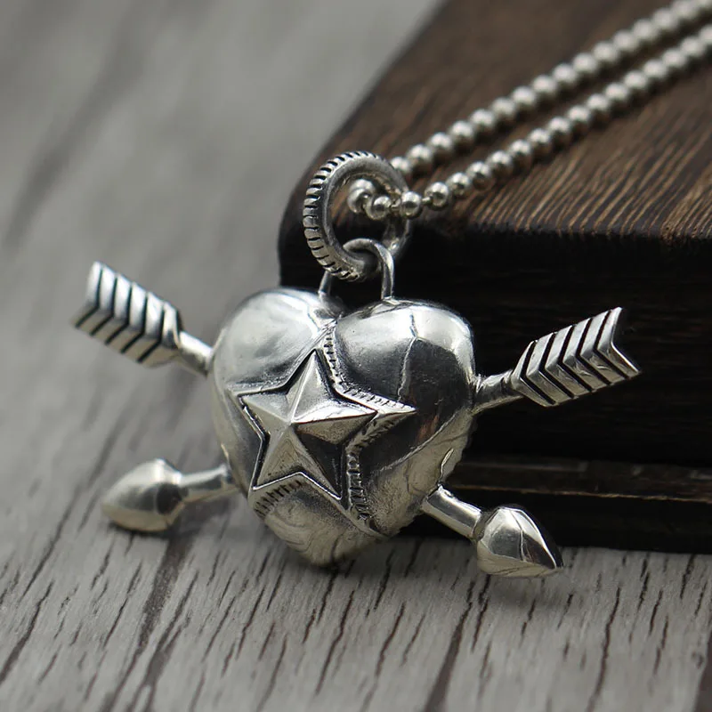 Тайское Серебро Персонализированные двойные стрелы сердце кулон серебро 925