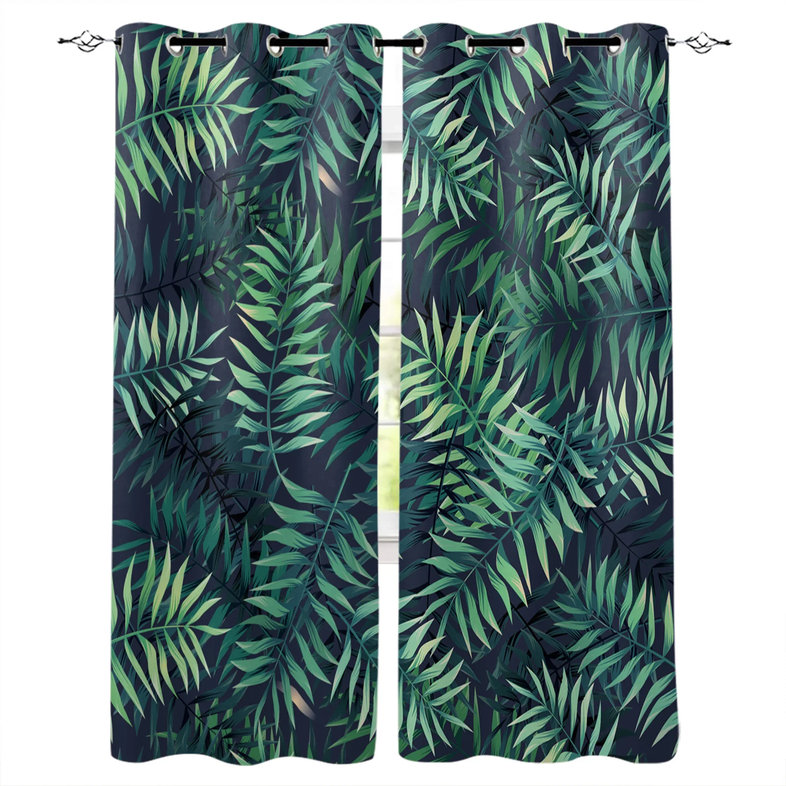 

Tropical Jungle Plants Leaves Palm Green Curtain For Kitchen The Bedroom Window Treatment Curtains for Living Room Modern Drapes