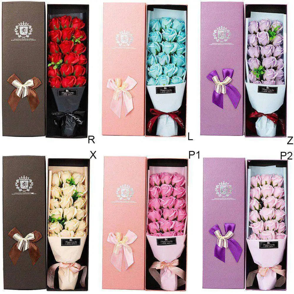 

18 Rose Soap Flower Anniversary Gifts For Her Valentine's Day Christmas Gift Soap Bouquet Rose Gift Box# SHJ