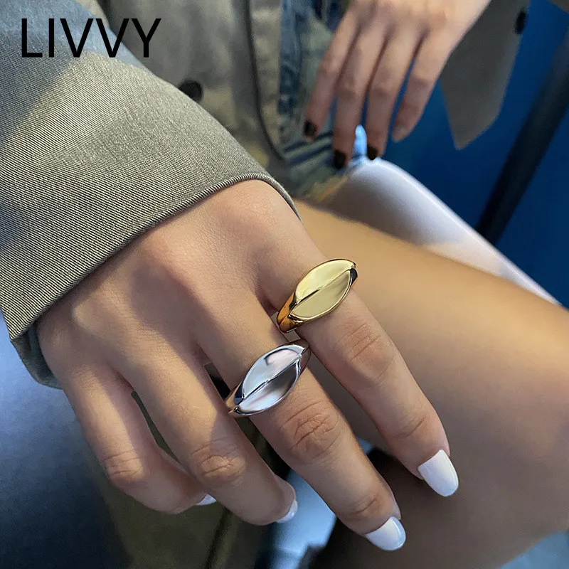 Женские кольца с геометрическим узором LIVVY, винтажные регулируемые, ручной работы, вечерние