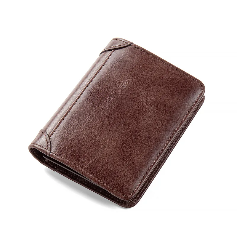 

Vintage Genuine Leather Wallet Vertical Short Anti-theft RFID Shielding Business Credit Card Holder Bag Purse Wallet for Men