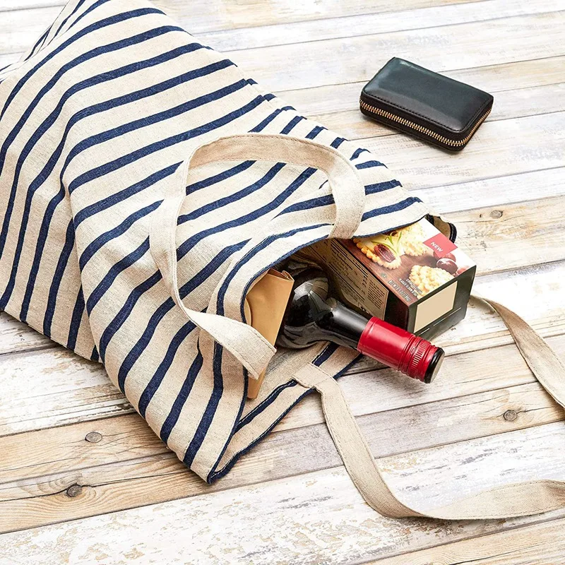 

6 Pieces of Reusable Cotton Grocery Shopping Tote Bag, 3 Designs, 15 x 16.5 x 3.7 Inches