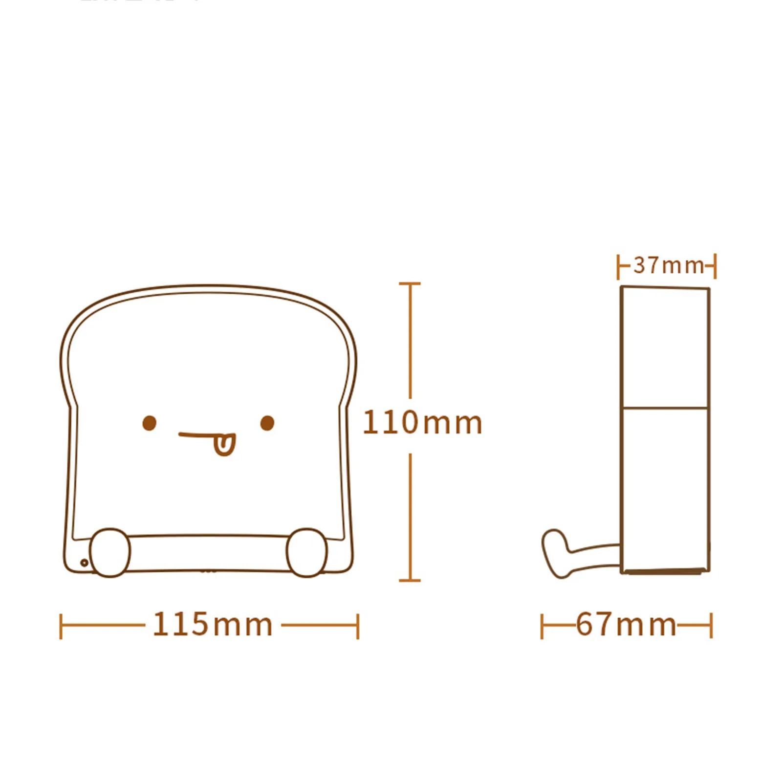 

USB creative cartoon cute toast bread mini night light mobile phone holder night light for family watching movies and sleeping