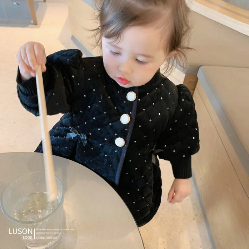 

Long Sequins Cotton Warm Kids Spring Autumn Boys' / Girls' Jackets & Coats Clothes Tops Sports Thicken Children Clothing Outwear