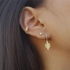 Aide 925 стерлингового серебра Кактус Кулон Бабочки Подвесные серьги-гвоздики, серьги для женщин, крест анис, звезда змея Форма очарование серьги