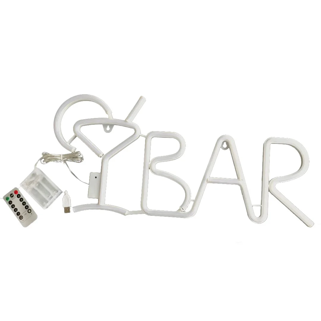 

BAR Neon Sign Light LED Juice Letter Neon Lamp Tube with Remote Contral for Bar KTV Snack Shop Christmas Wall Decor 25*54cm