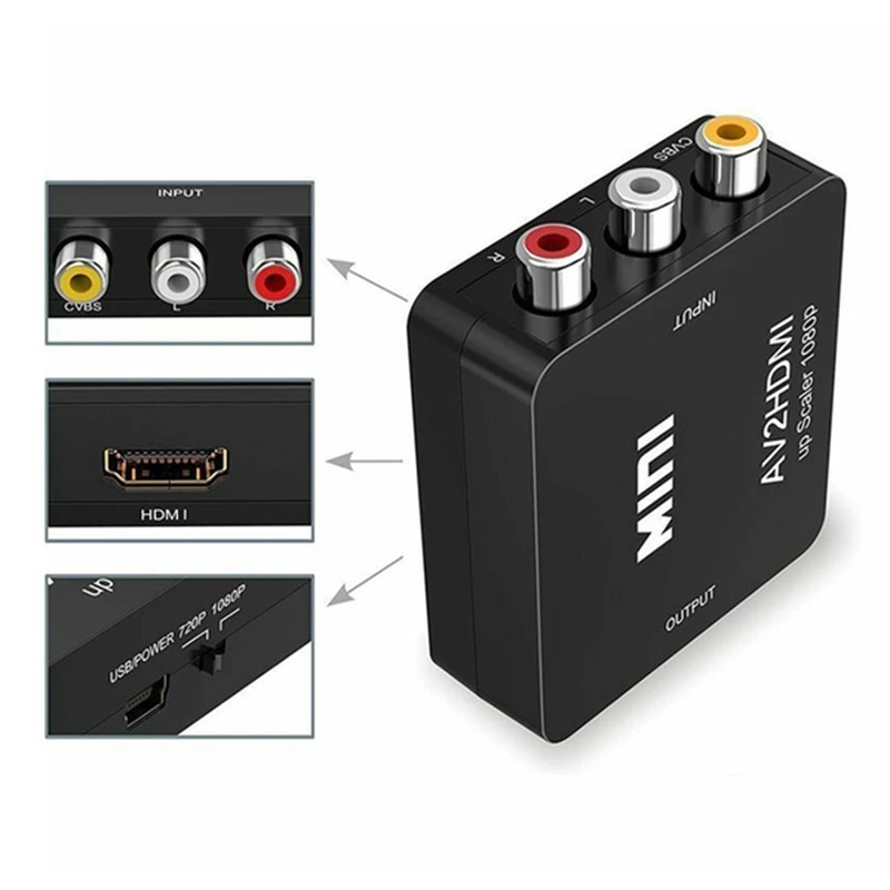 Преобразователь AV-HDMI композитный преобразователь RCA в HDMI аудио-видео адаптер 720P