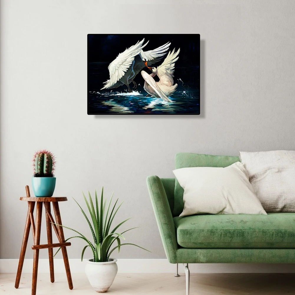 

5D DIY Full Drill Round Diamond Painting Two Swans Cross Stitch Embroidery Mosaic Kit Home Decor Needlework
