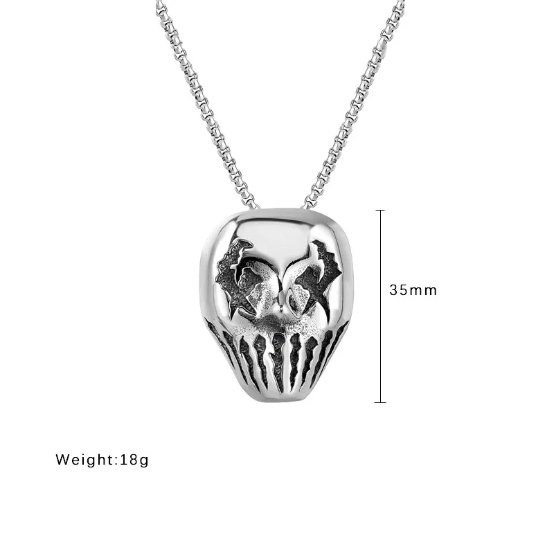 Hip Hop Clown Mask Pendant Necklace Gothic Stainless Steel Ghost Skeleton Men and Women Punk Jewelry Halloween Gift | Украшения и