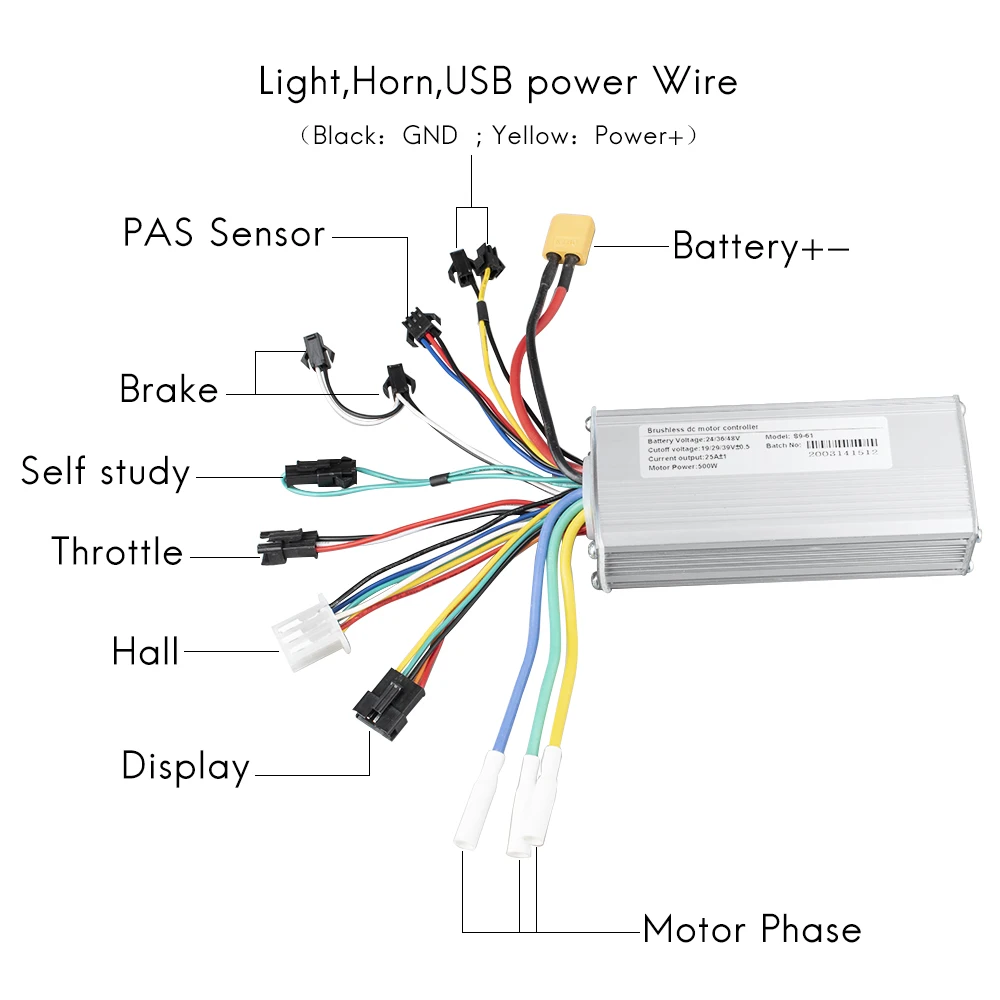 Electric Bike Display 24V/36V/48V 500W E Scooter Brushless Controller with Speed Meter Display