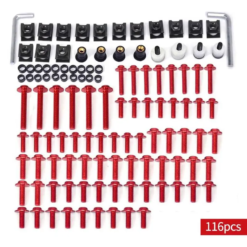 

New 116PCS Fastener Clips Screws Carbon Steel Motorcycle Sport Bike Bolts Portable Motorcycle Accessories Corrosion Resistant