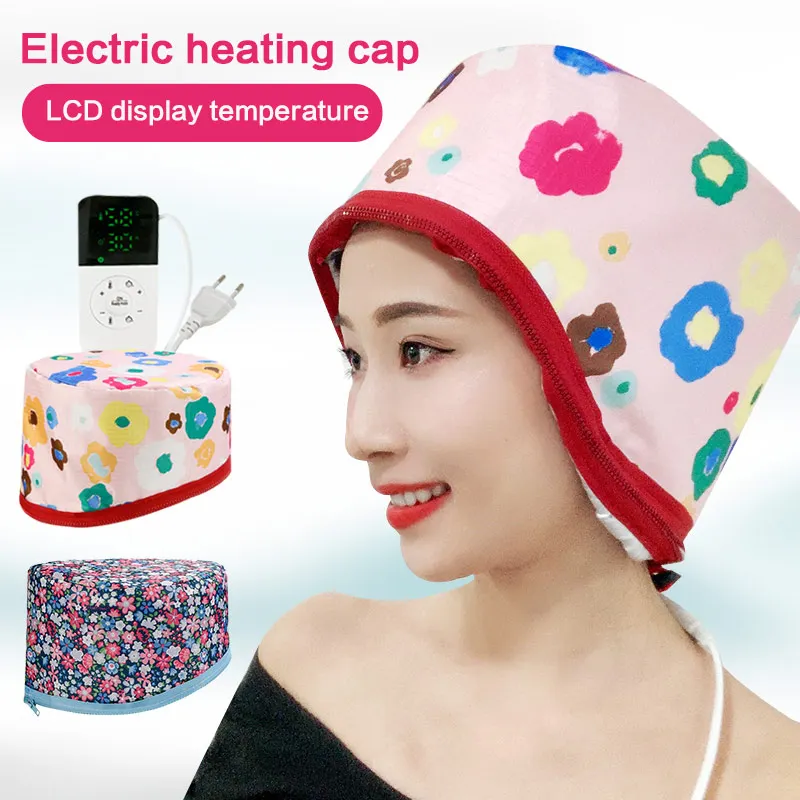 

evaporation cap hair mask care beauty diffuser oil steamer bonnet chauffant soin capillaire micro onde LED temperature control