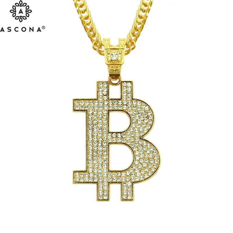 Мужское ожерелье с подвеской со сверкающими буквами B и риноном|Ожерелья