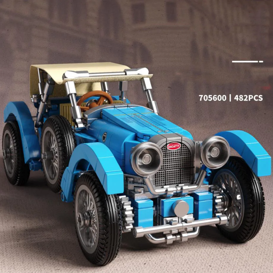 

Технический конструктор 1928 Bugattis T38A, винтажная модель спортивного автомобиля, кирпичи, коллекция игрушек для мальчиков, подарки