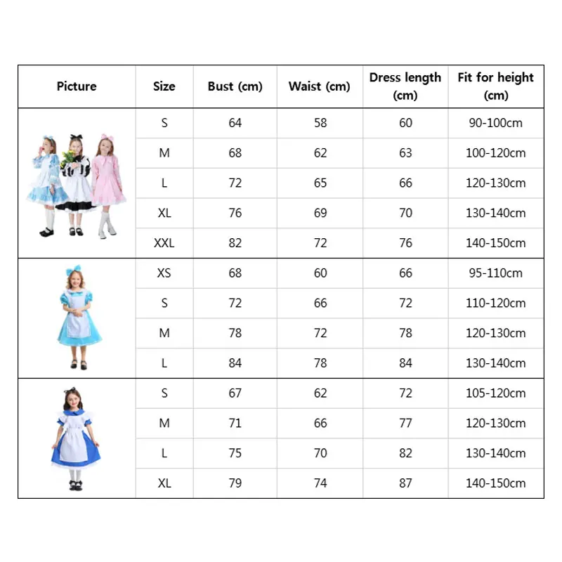 

Umorden Child Kids Wonderland Alice Costume for Girls Teen Girl Maid Lolita Cosplay Dress Halloween Carnival Party Costumes