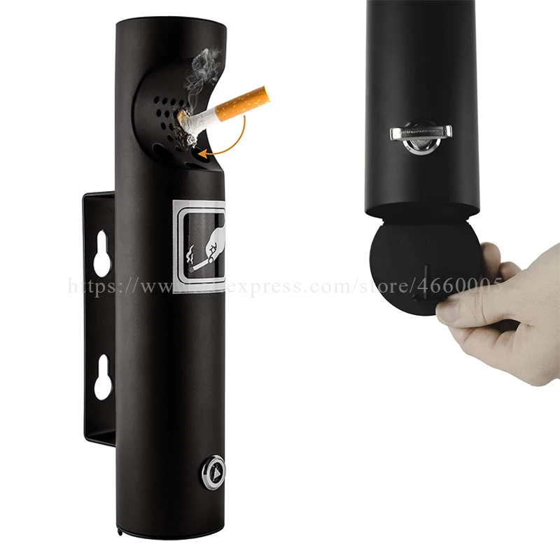 Высококачественная настенная пепельница из нержавеющей стали матовая черная