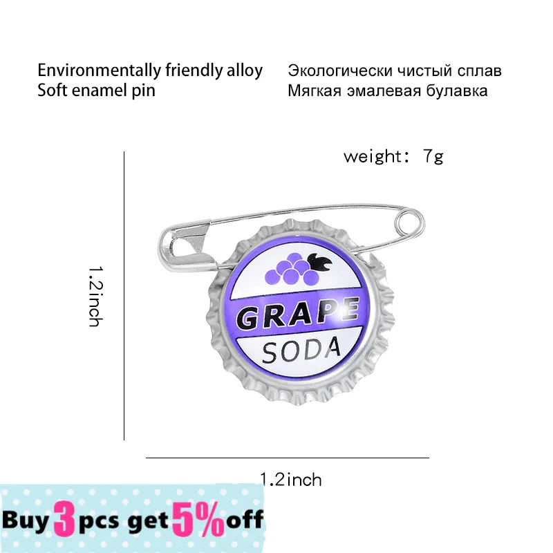 Круглая брошь в виде винограда соды пива бутылку креативная мультяшная с