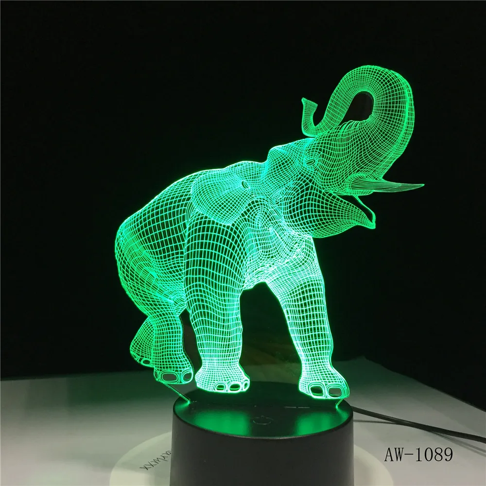 

Amazing 3D Illusion LED Table Lamp Night Light with Animal Elephant Shape Touch 7 Colors Change Effect Office Light AW-1089