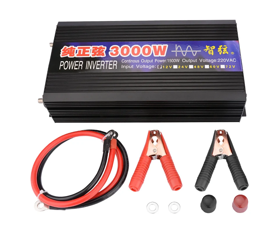AIYIMA 3000 Вт Чистая синусоида Инвертор DC12V/24 В к AC110V220V 50 Гц автомобильный инвертор преобразования усилитель двойной цифровой дисплей