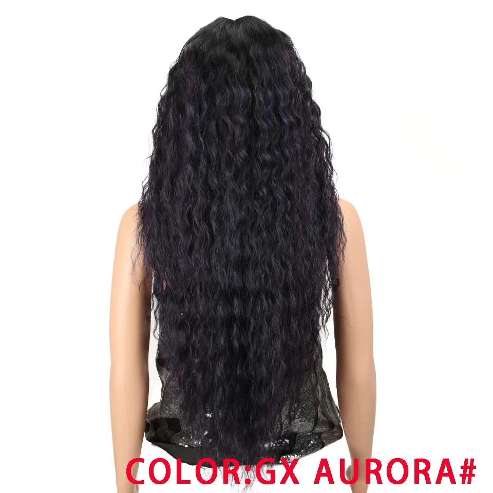 GX AURORA Магические волосы 28 дюймов мягкие длинные кудрявые парики I парик на кружеве для черных женщин синтетические волосы термостойкие парики для женщин - Цвет: GX AURORA
