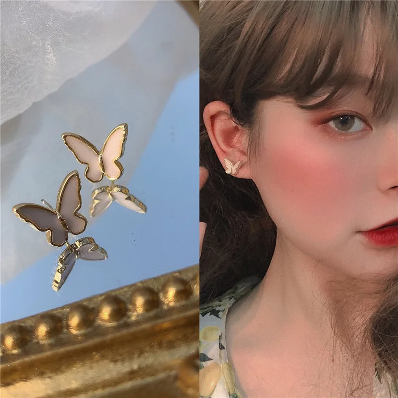 

2020 Wholesale Fashion Multicolor Butterfly Earrings Gold Color Resin Cute Animals Earrings Women Statement Jewelry