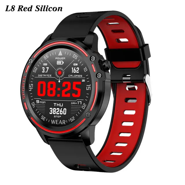 L8 black with red L8 Смарт часы мужские часы IP68 Водонепроницаемые Смарт часы ЭКГ кровяное давление пульсометр спортивные фитнес pk L5 L9 Смарт часы - Цвет: L8 black with red