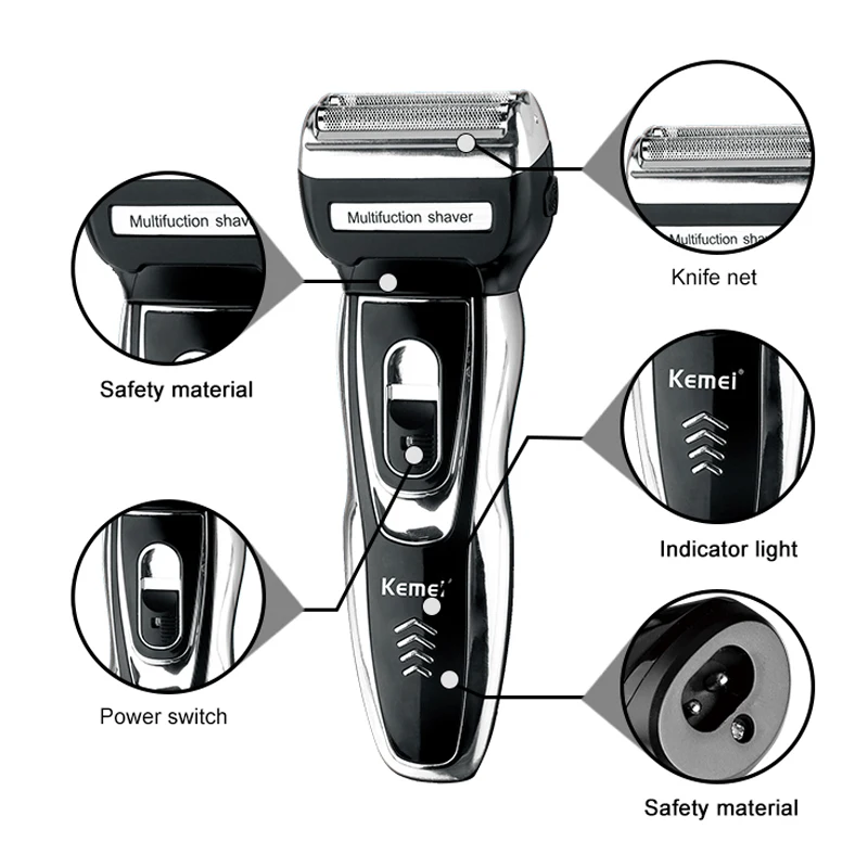 Перезаряжаемая Бритва для мужчин 3 в 1 бритвенный станок бороды и волос мощный