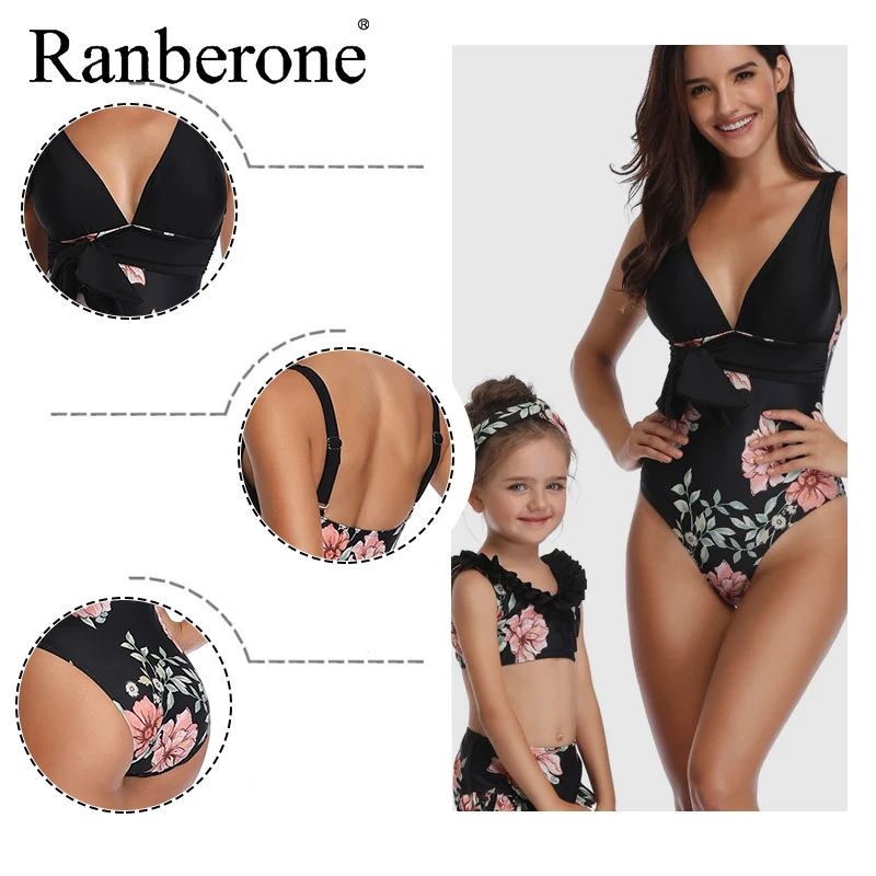 

2020 Swimsuit Parent-child High Waist Halter Mother Daughter Swimwear Women Girls Swim Suit Bathing Sexy Bikini Push Up Swimwear