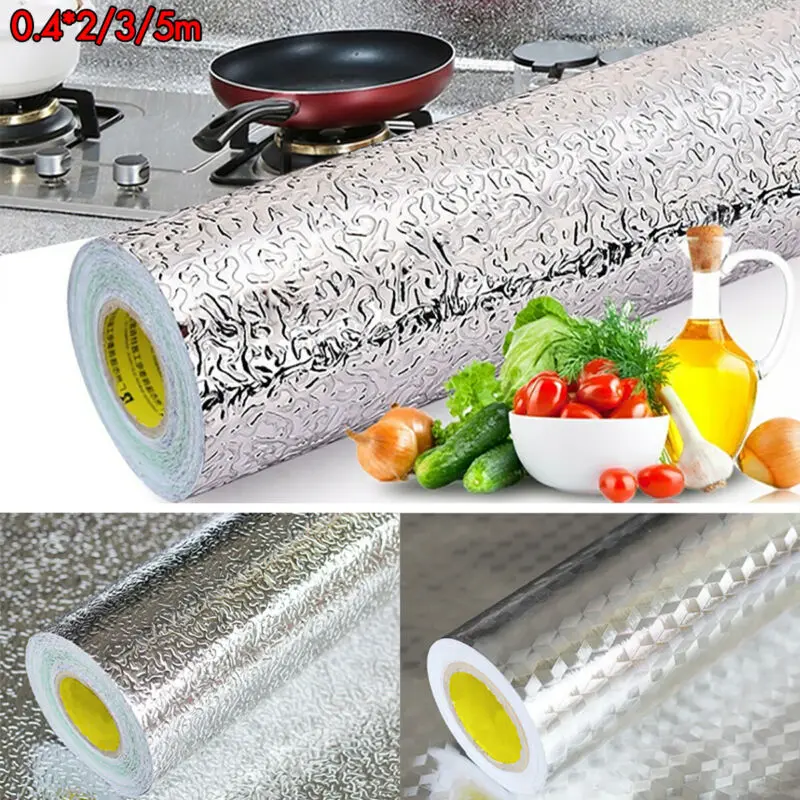 

Kitchen Sticker Aluminum Foil Oil-proof Self-adhesive Stove Cupboard Wallpaper