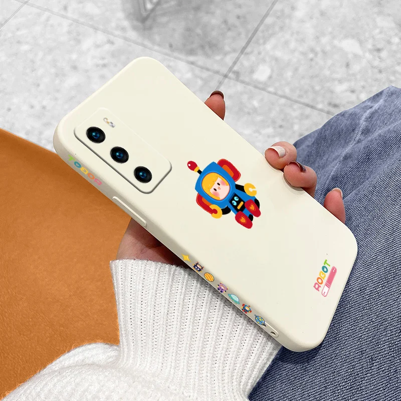 

Cute Cartoon Pattern Liquid Silicone Case For Huawei P40 p40lite P40pro P30 P20 Mate 40 40Pro 30 p30pro p30lite 20