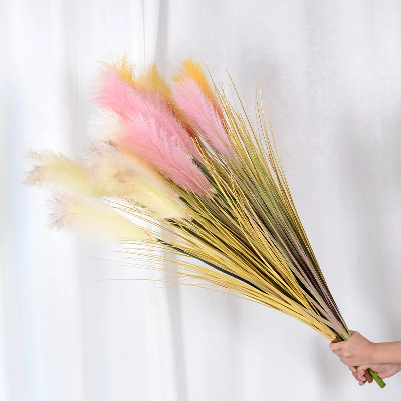 

98cm Artificial Pampas Grass Silk Reed 5 Head Pampas Flower for Wedding Bouquet Home Flower Arrangement Immortal Pampas