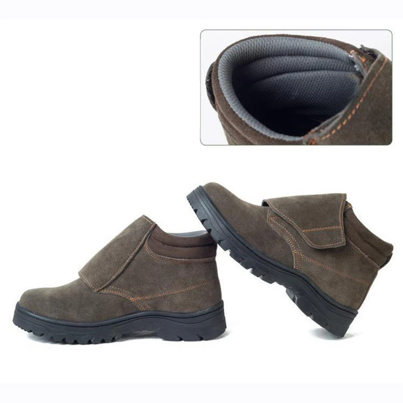 2019 new welding shoes anti-smash anti-stab safety anti-spark splash hot leather non-slip wear-resistant work | Обувь